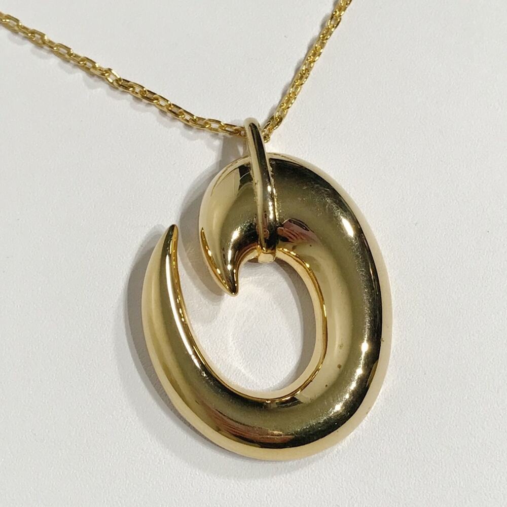 Vintage Signed Direction One Modernist Abstract Swirl Oversized Pendant Necklace